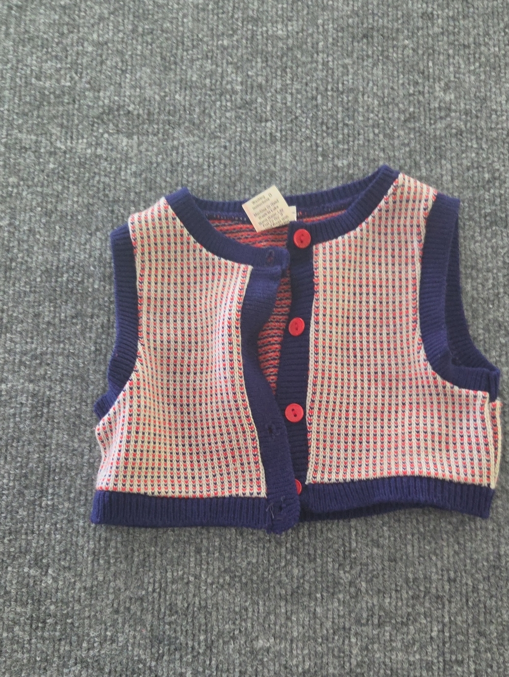 Striped Knit Baby Vest in Navy, Pink & Red
